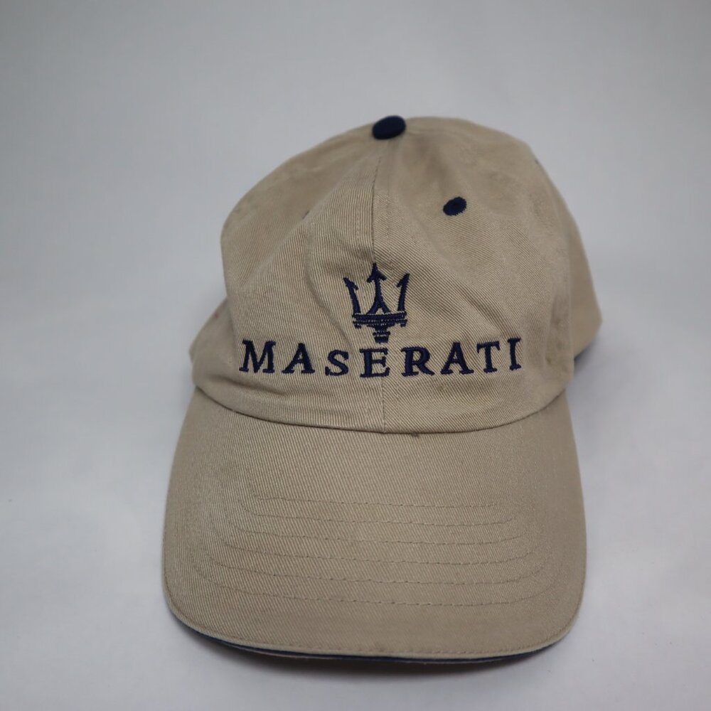 Maserati Beige Baseball Cap Trident Logo Embroidered Hat Adult Adjustable